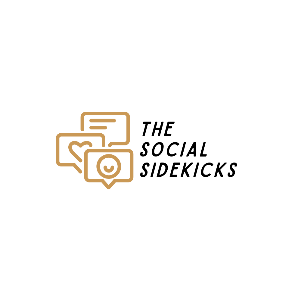 Logo of The Social Sidekicks featuring chat bubbles and heart icons, representing digital marketing and social media engagement.